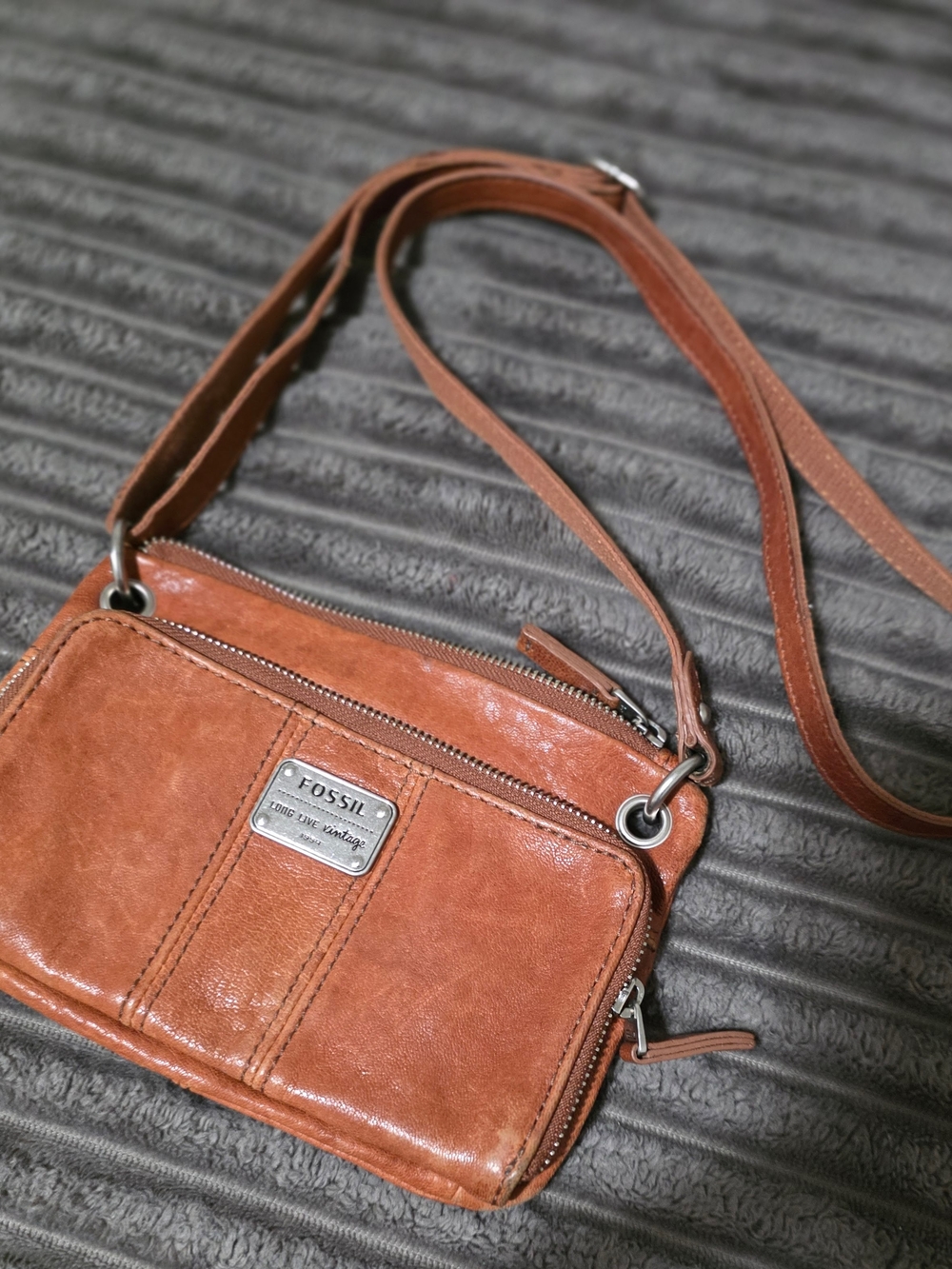 Fossil Brown Leather Crossbody Bag